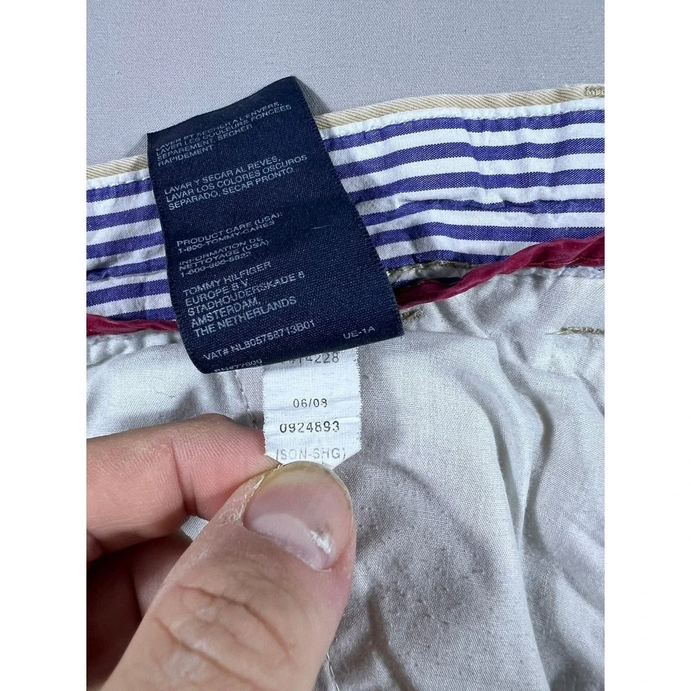 Tommy Hilfiger Mens Pleated Chino Pants Khaki Tan 42x30 Cotton Twill Trousers